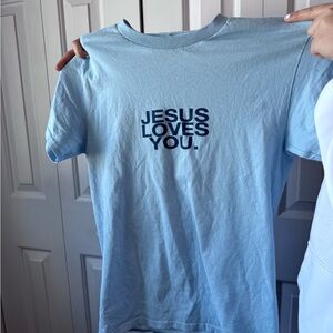 Sky Blue 'Jesus Loves You' Tee